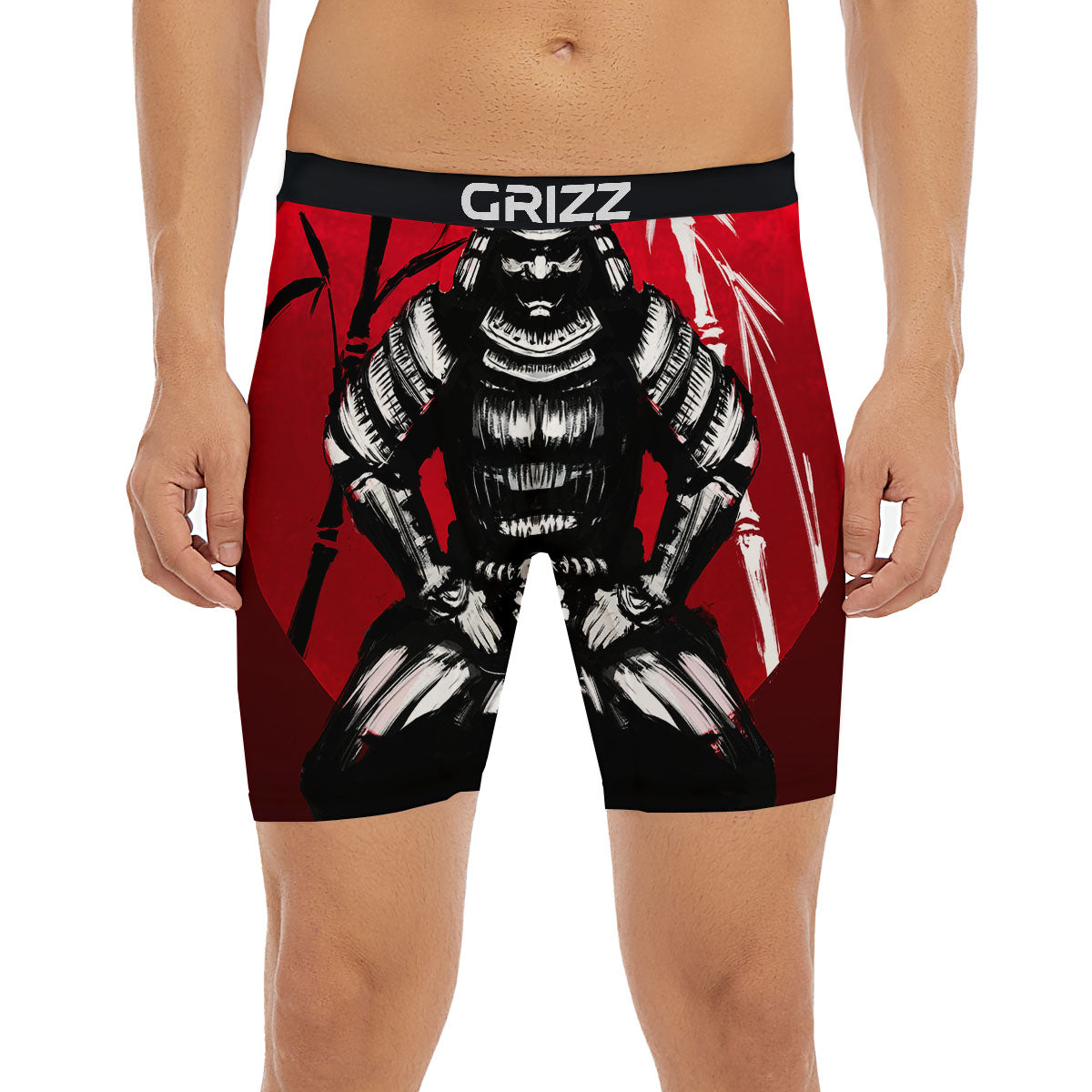 Sun Samurai Red Rising Print Boxer Briefs-grizzshop