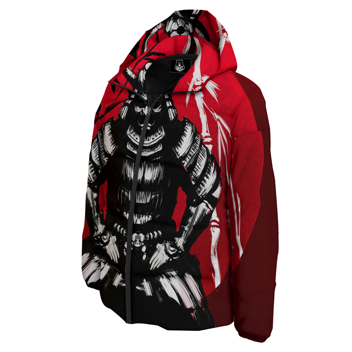 Sun Samurai Red Rising Print Down Jacket-grizzshop