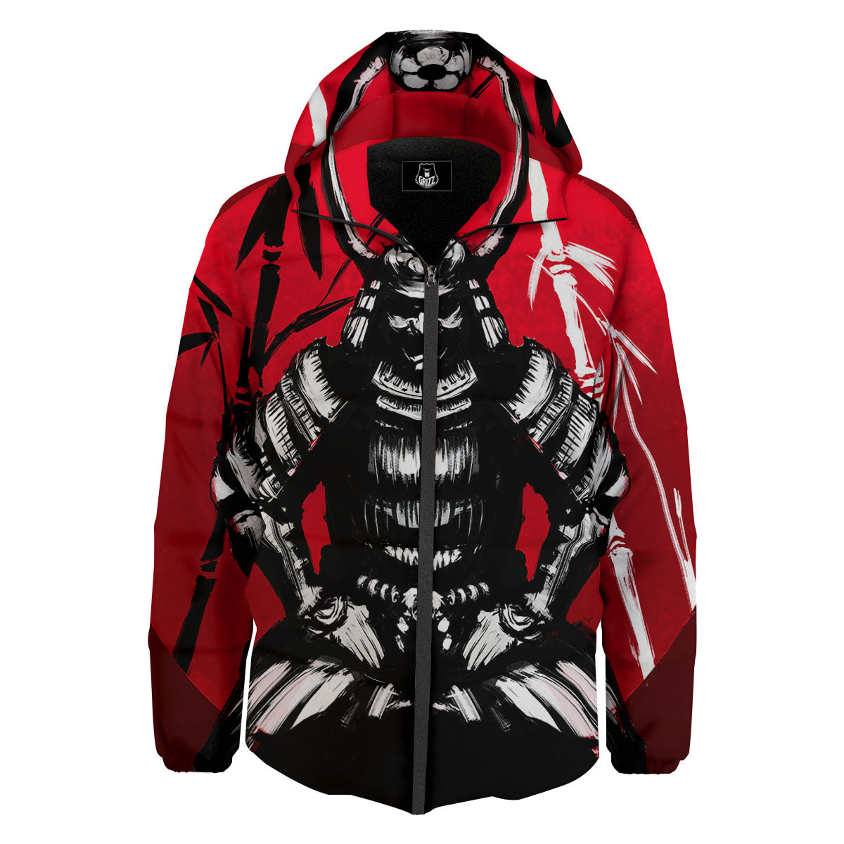 Sun Samurai Red Rising Print Down Jacket-grizzshop