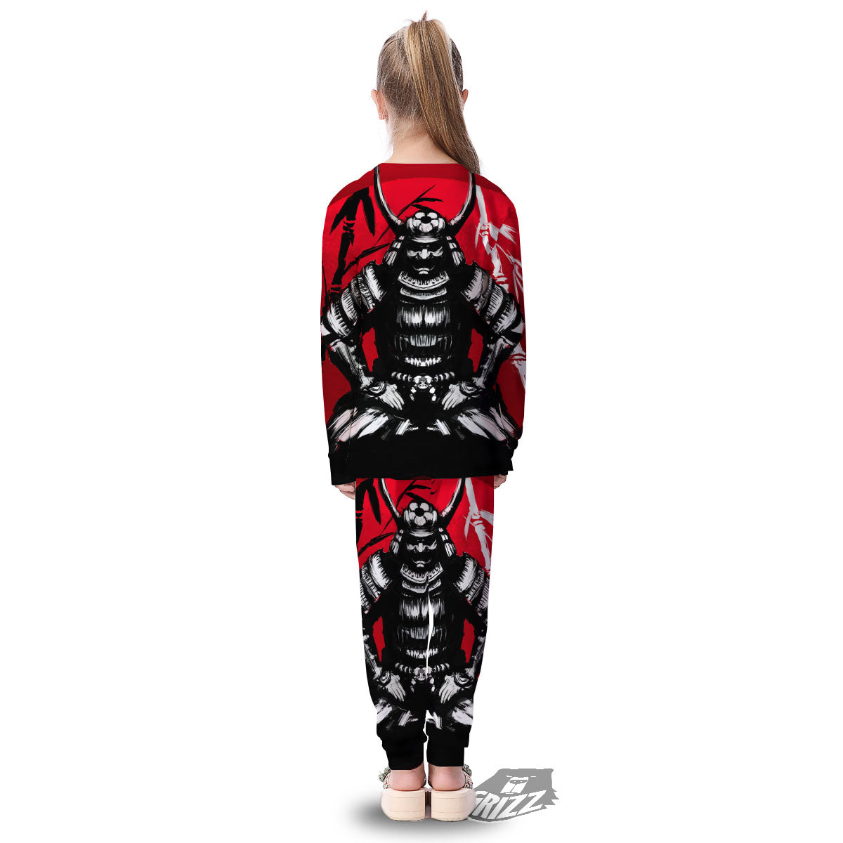 Sun Samurai Red Rising Print Kid's Pajamas-grizzshop