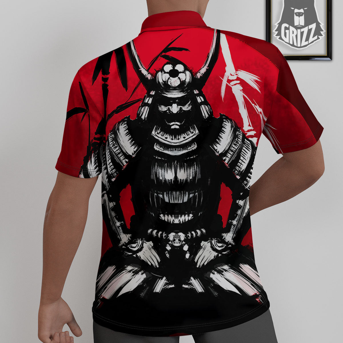 Sun Samurai Red Rising Print Untucked Shirts-grizzshop
