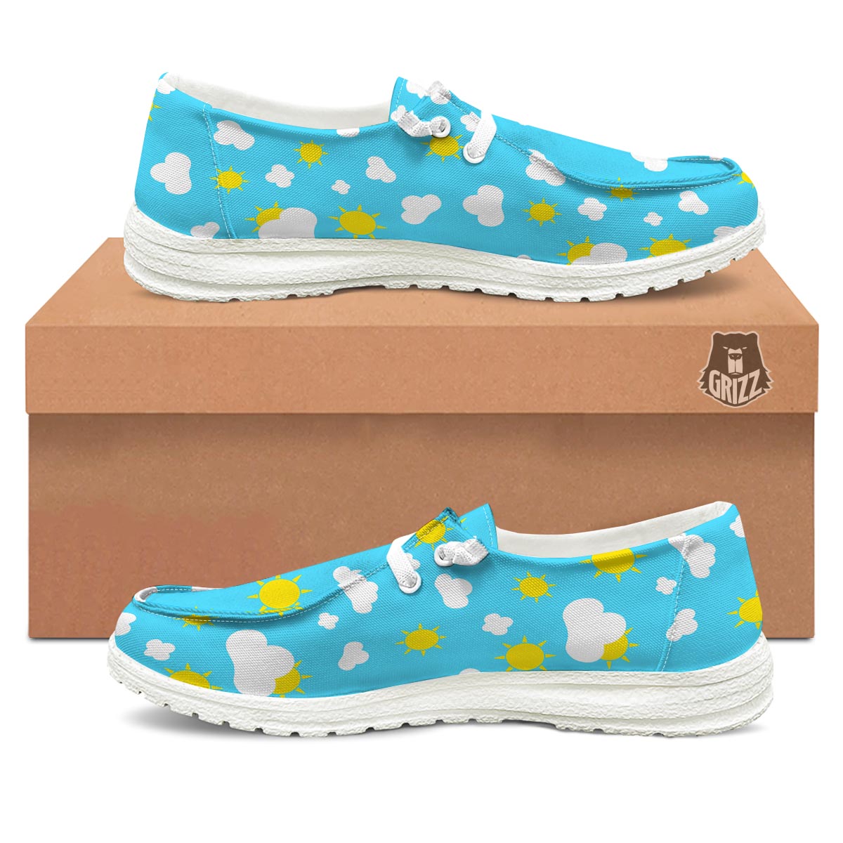 Sun Shiny Print Pattern Black Loafers-grizzshop
