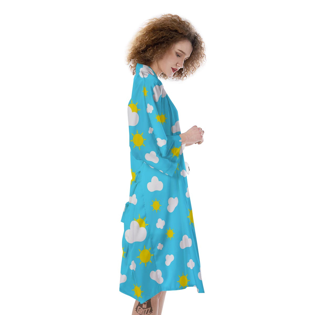 Sun Shiny Print Pattern Kimono-grizzshop