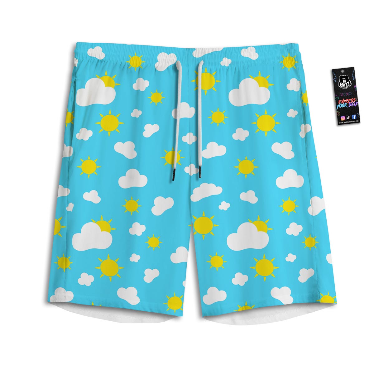 Sun Shiny Print Pattern Men's Athletic Shorts