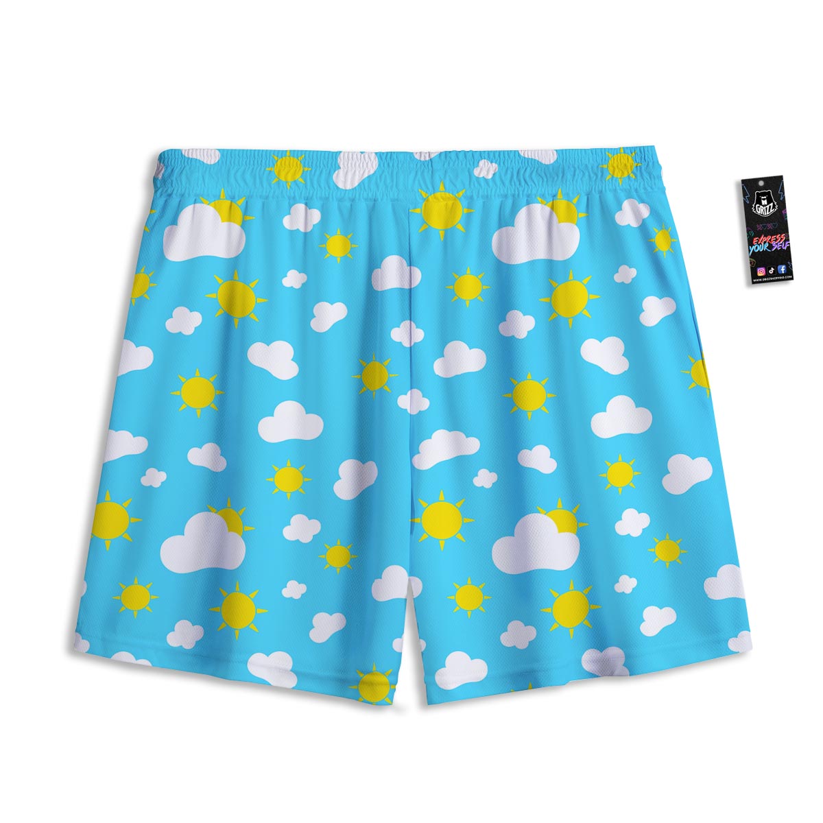 Sun Shiny Print Pattern Mesh Shorts
