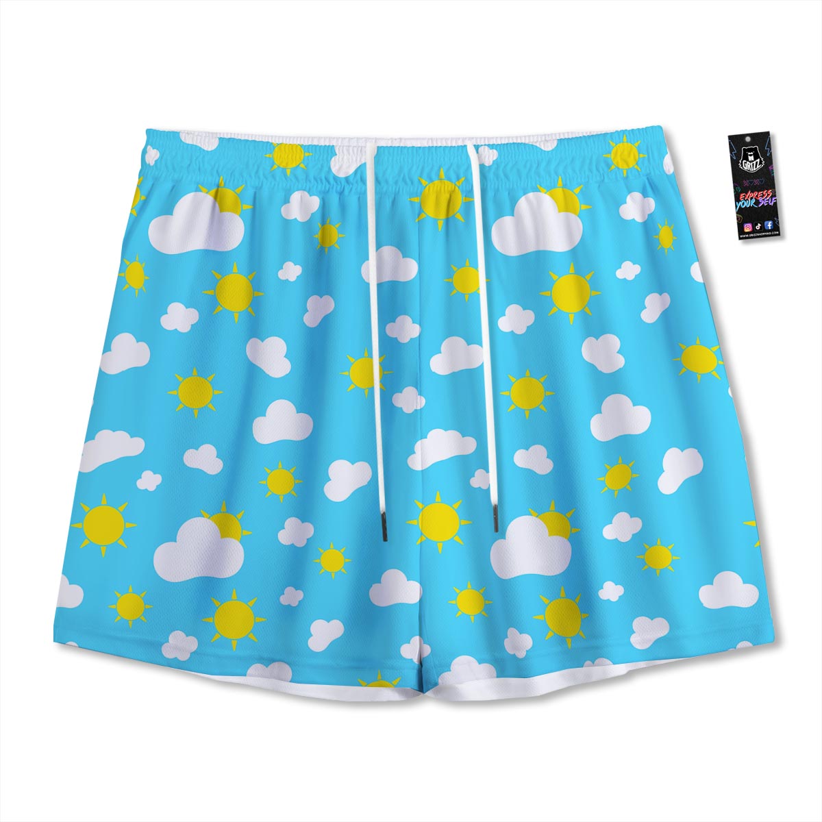 Sun Shiny Print Pattern Mesh Shorts