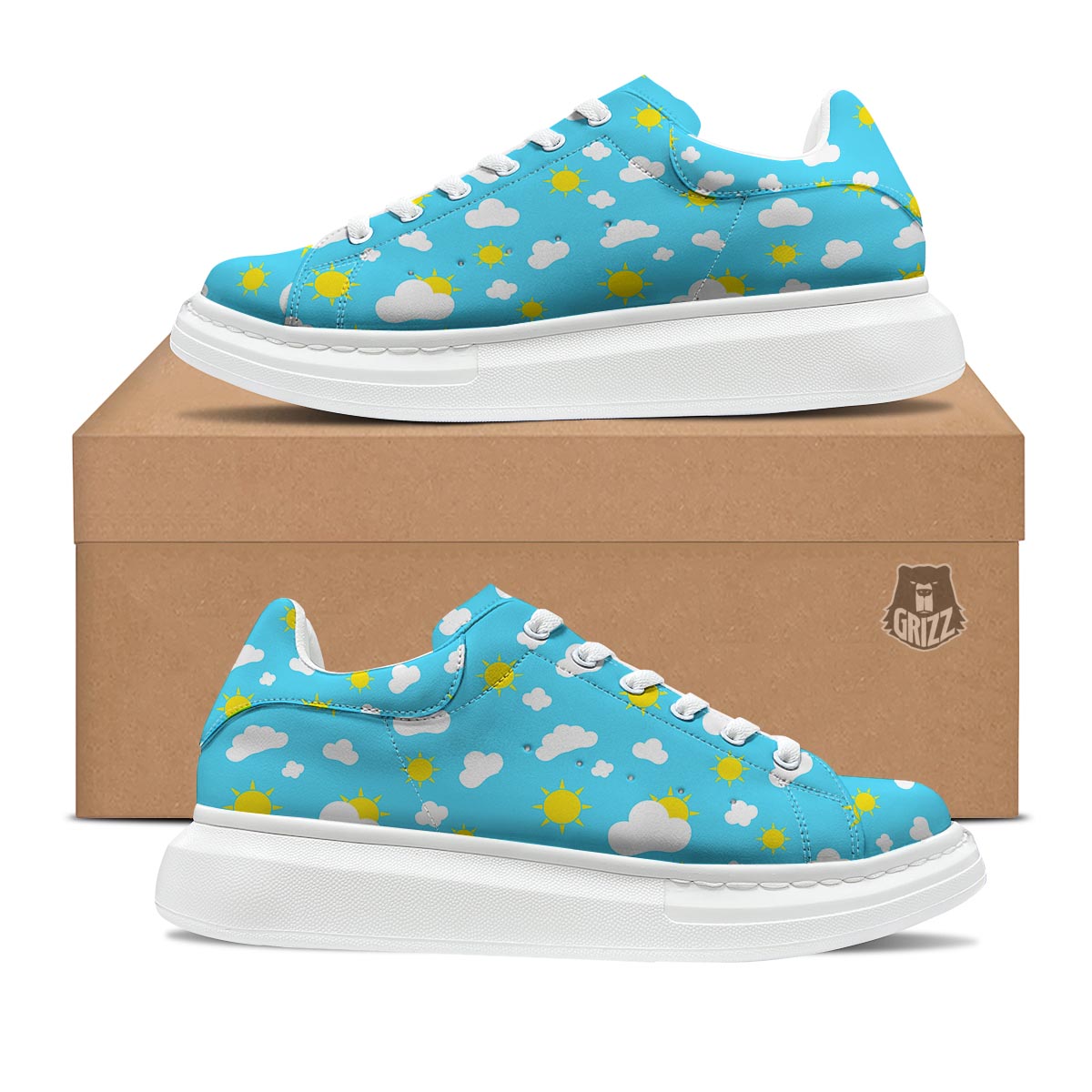 Sun Shiny Print Pattern Platform Shoes-grizzshop
