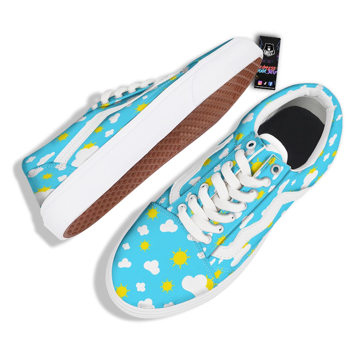 Sun Shiny Print Pattern Skate Shoes-grizzshop