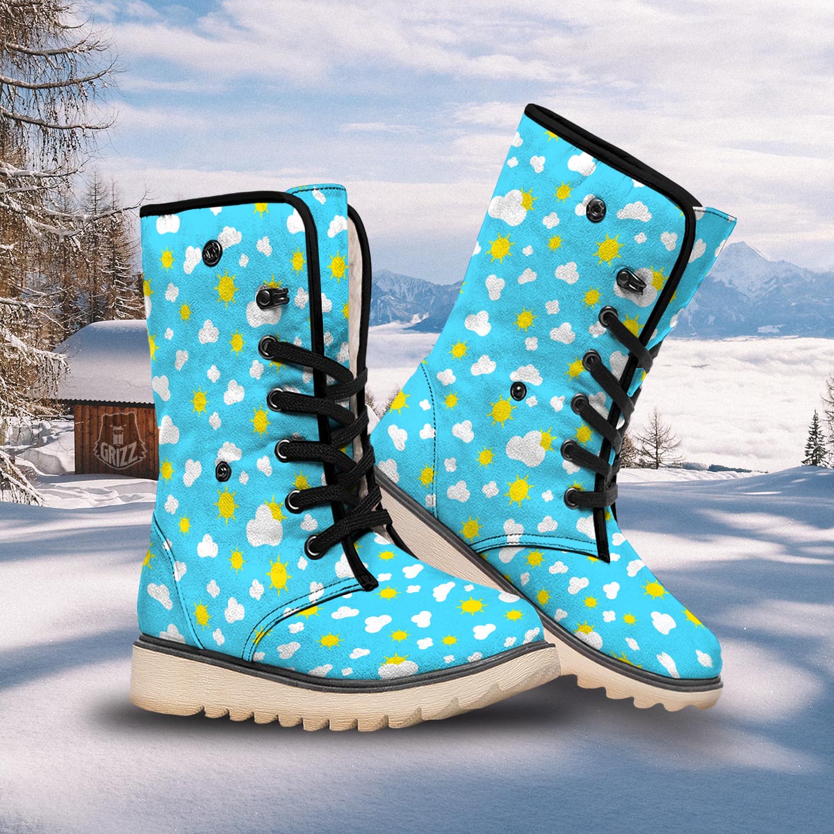 Sun Shiny Print Pattern Snow Boots-grizzshop