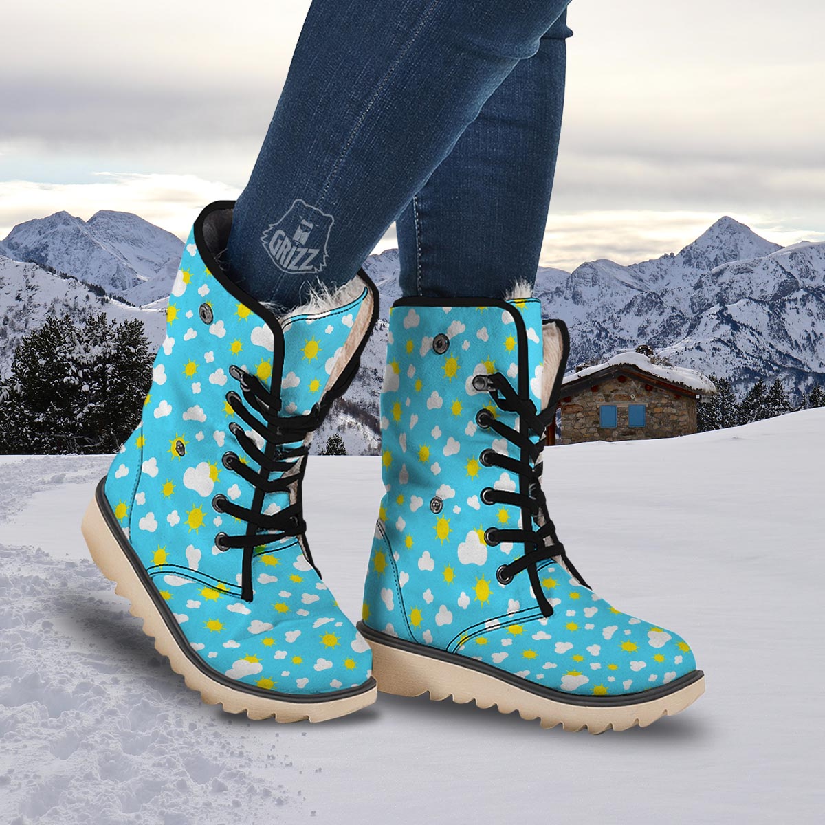 Sun Shiny Print Pattern Snow Boots-grizzshop