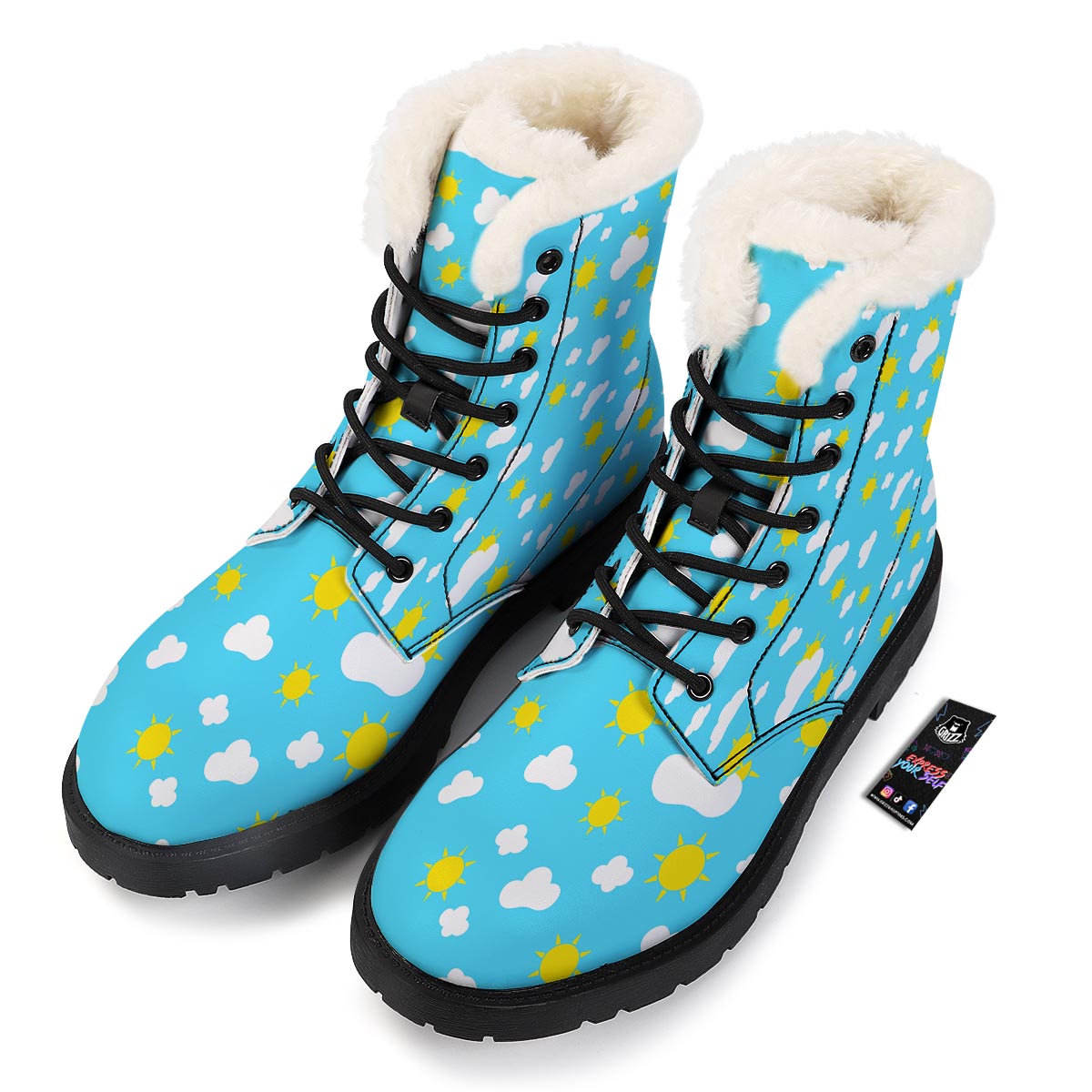 Sun Shiny Print Pattern Winter Boots-grizzshop