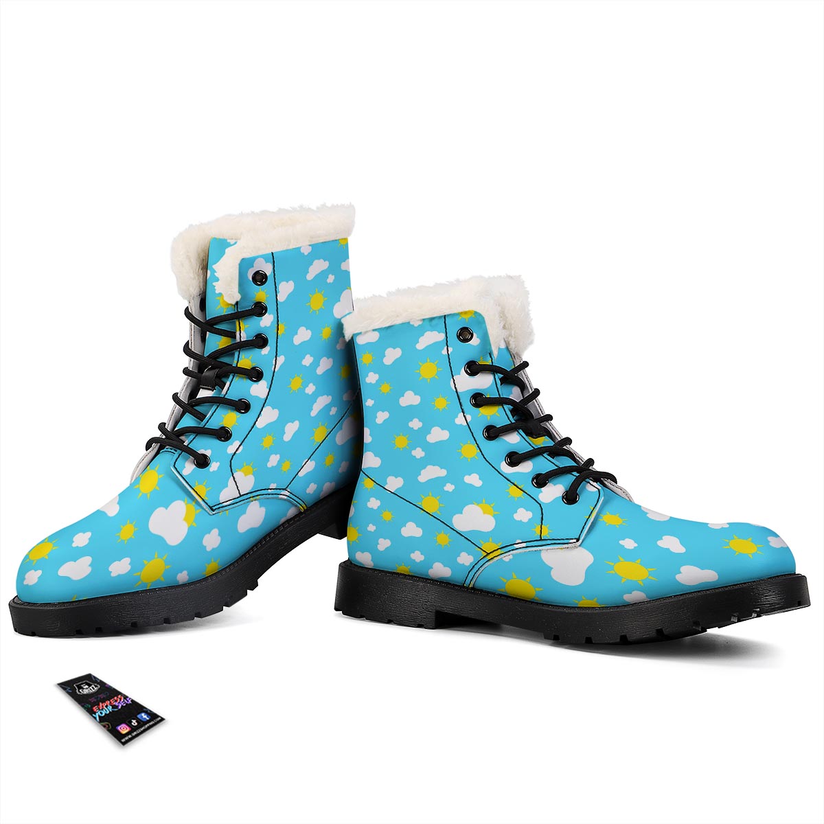 Sun Shiny Print Pattern Winter Boots-grizzshop