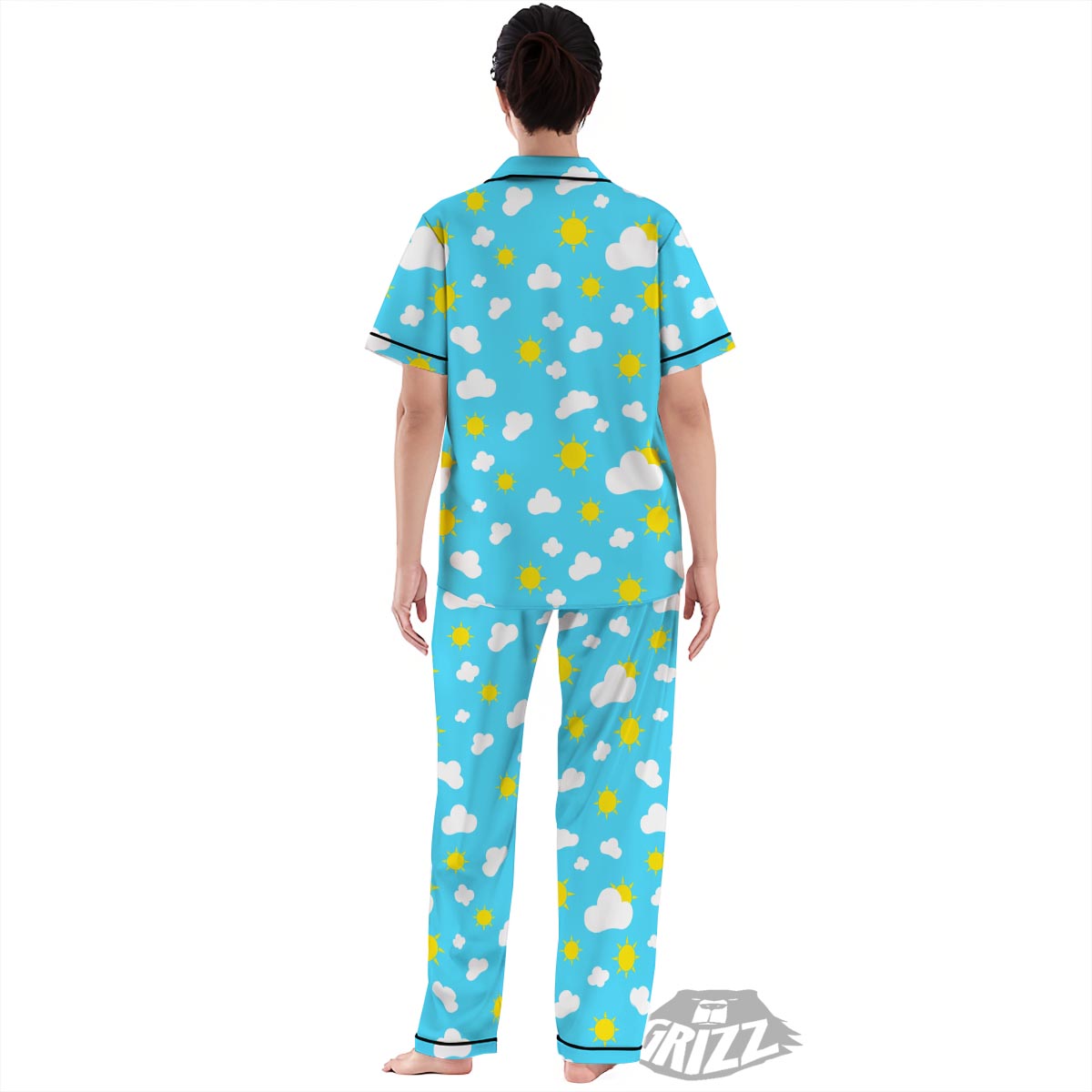 Sun Shiny Print Pattern Women's Pajamas Set-grizzshop