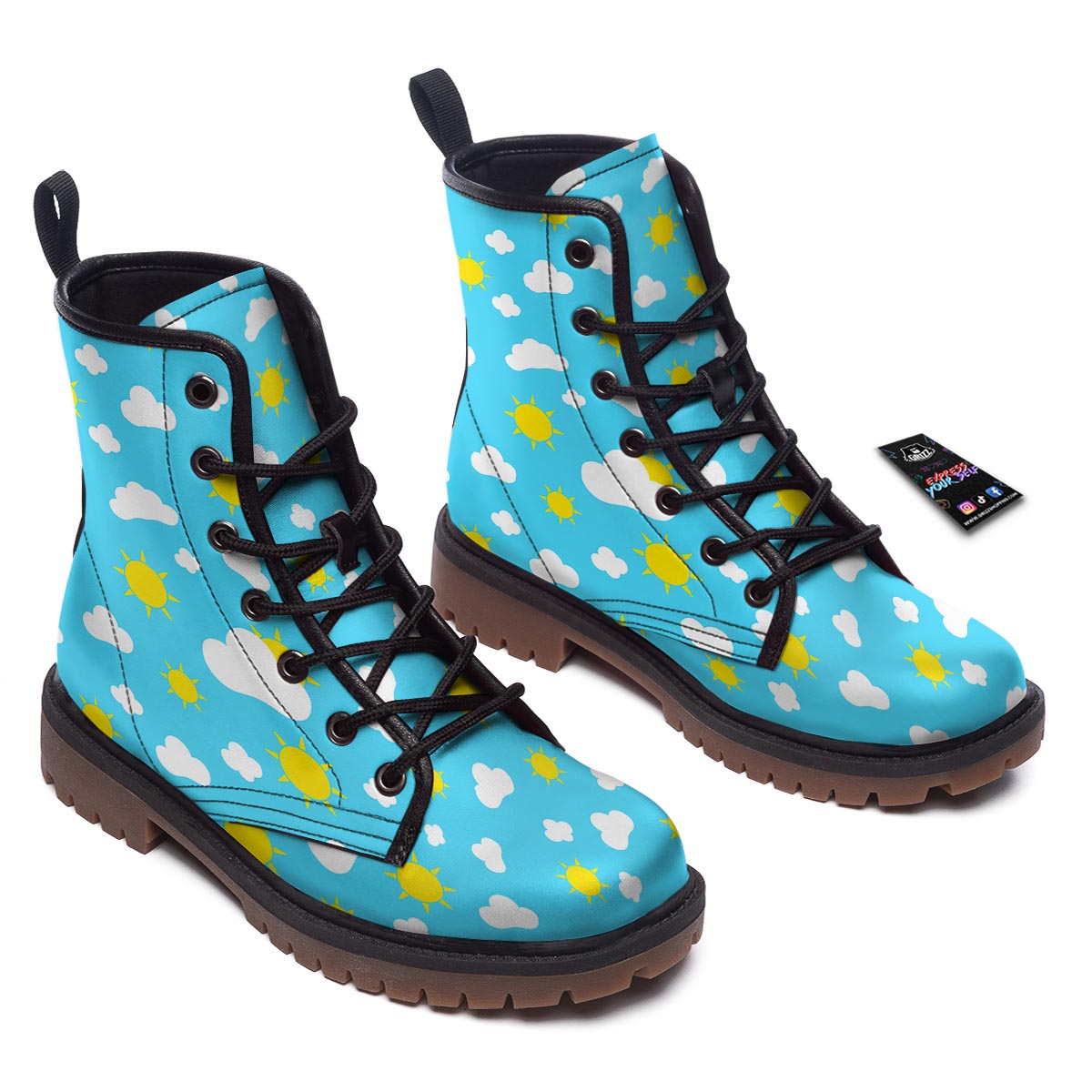 Sun Shiny Print Pattern Work Boots-grizzshop