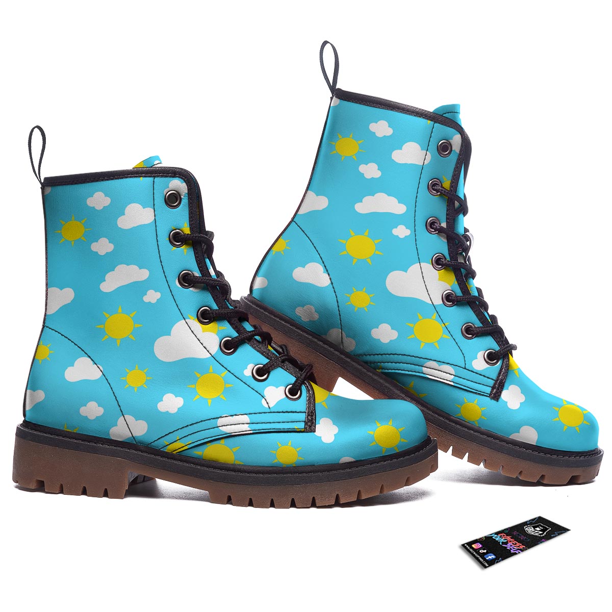 Sun Shiny Print Pattern Work Boots-grizzshop