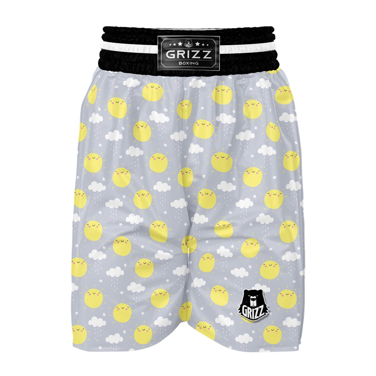 Sun Smile Pattern Print Boxing Shorts-grizzshop