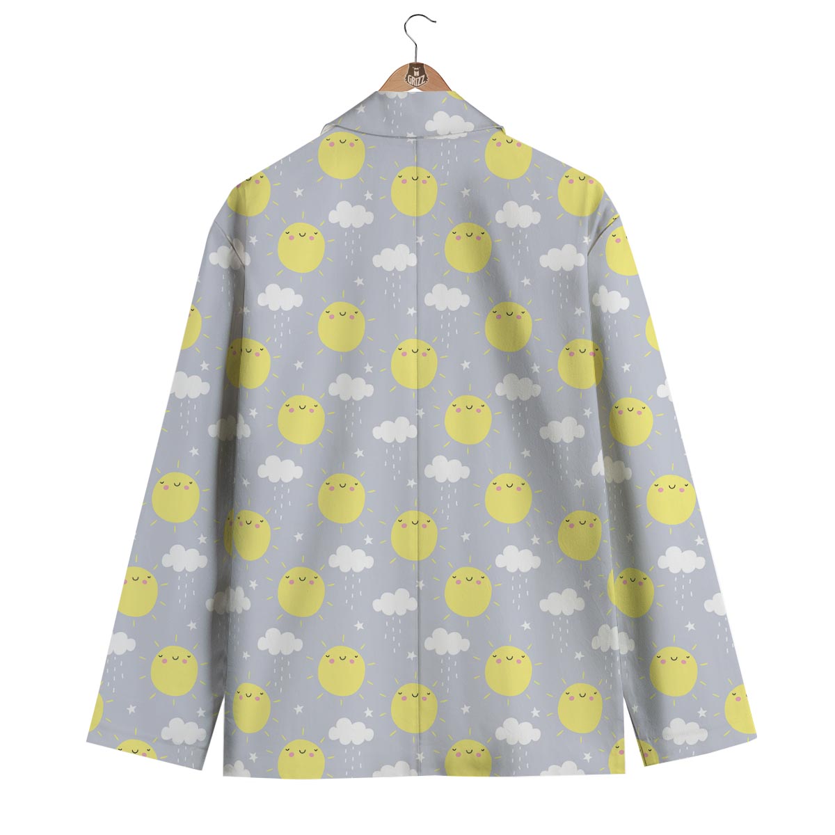 Sun Smile Pattern Print Men's Blazer-grizzshop