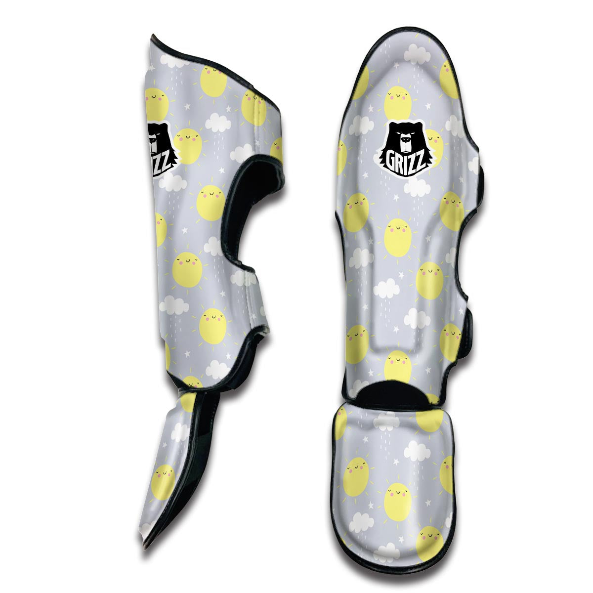 Sun Smile Pattern Print Muay Thai Shin Guards-grizzshop