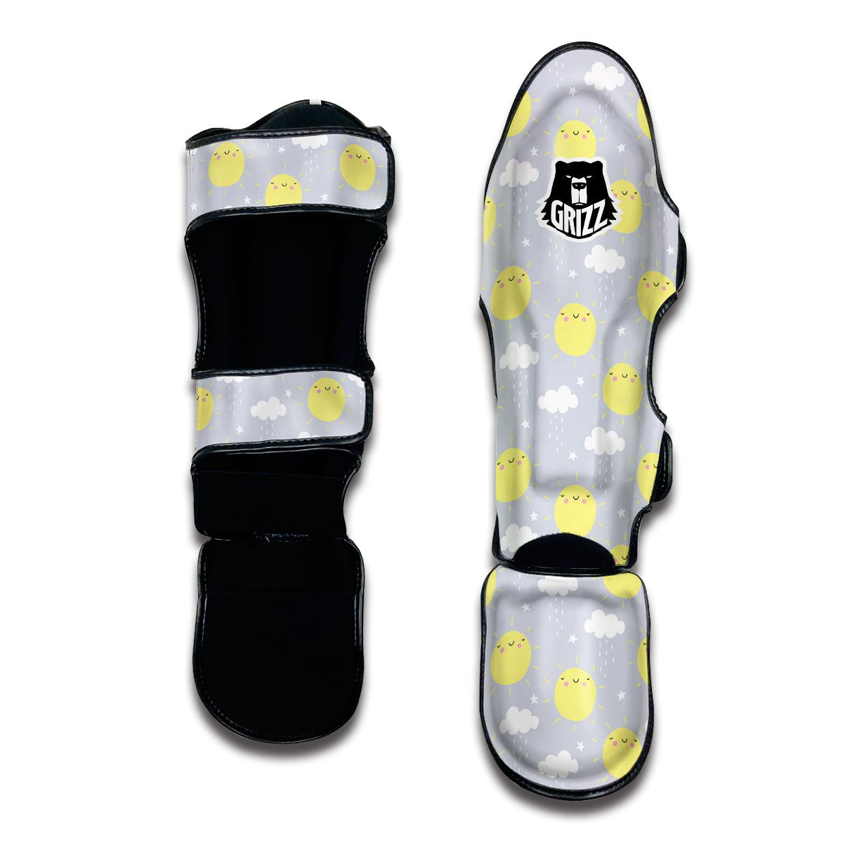 Sun Smile Pattern Print Muay Thai Shin Guards-grizzshop