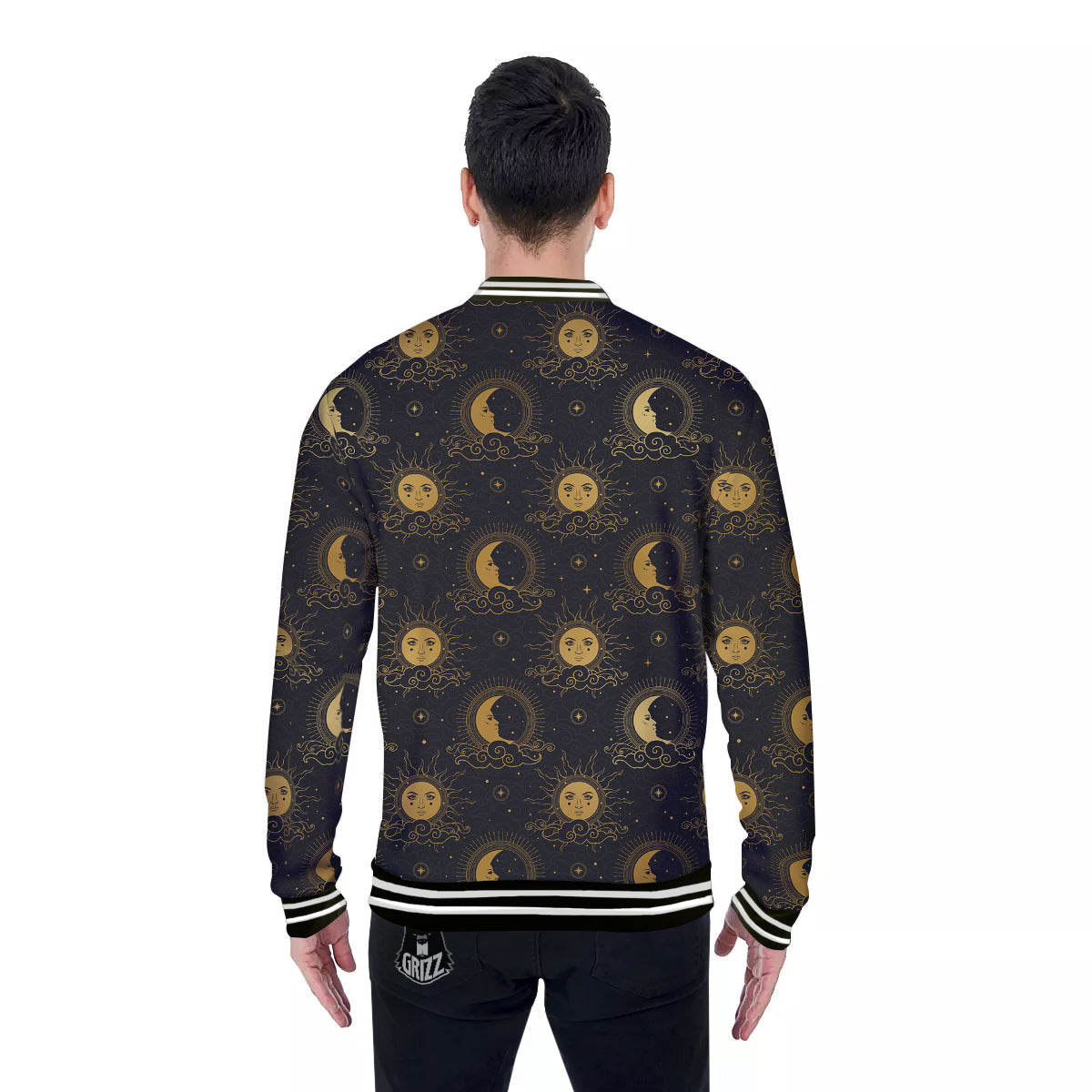 Sun Vintage Print Pattern Baseball Jacket-grizzshop