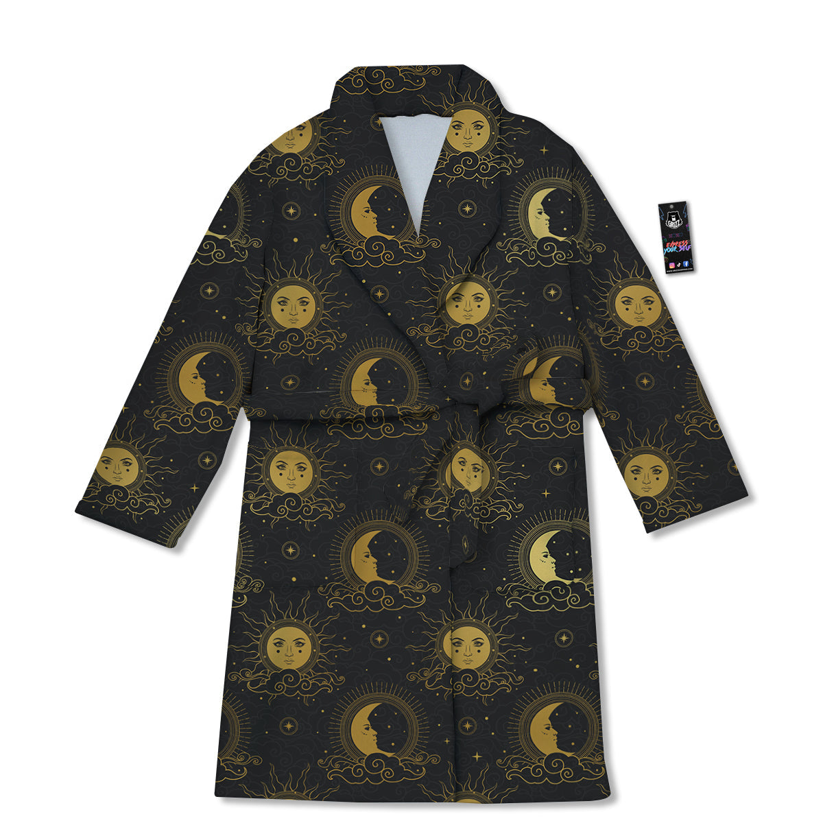 Sun Vintage Print Pattern Bathrobe-grizzshop