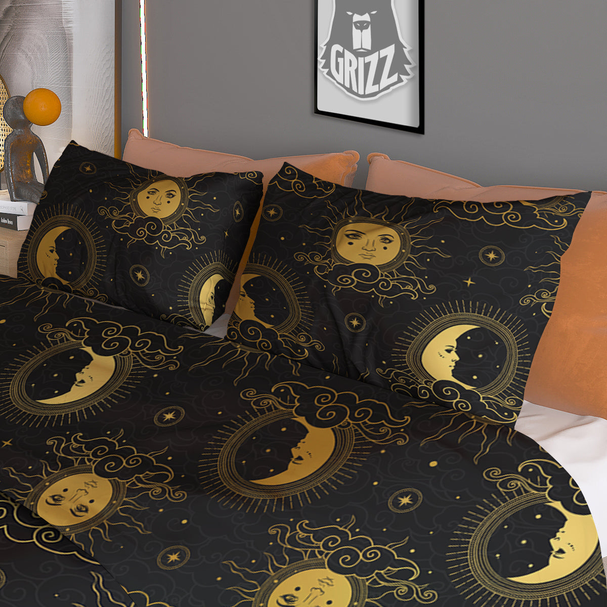 Sun Vintage Print Pattern Duvet Cover Bedding Set