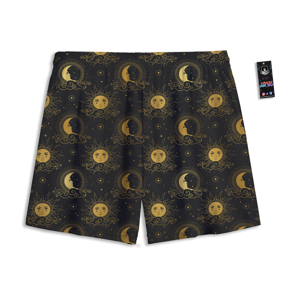 Sun Vintage Print Pattern Mesh Shorts