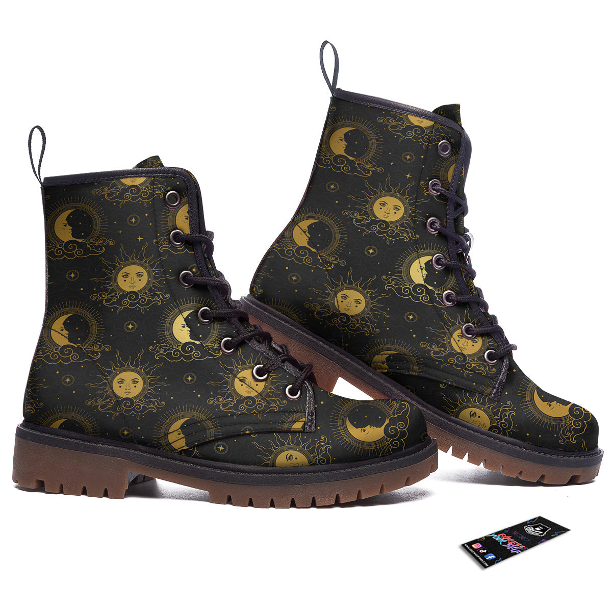 Sun Vintage Print Pattern Work Boots-grizzshop
