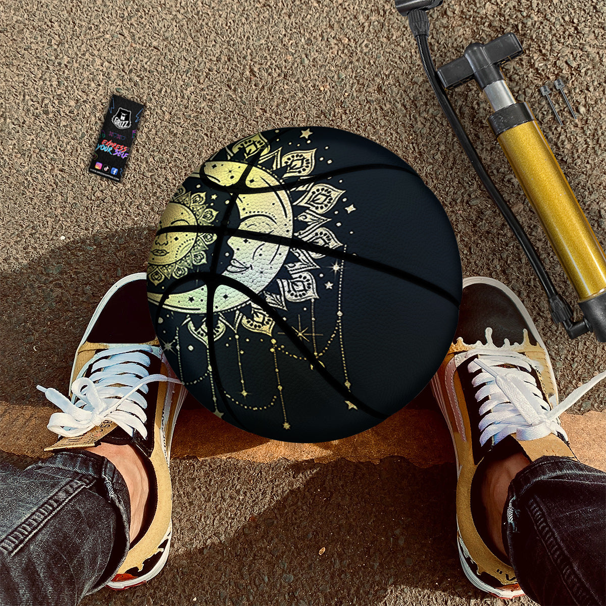 Sun And Bohemian Moon Print Basketball