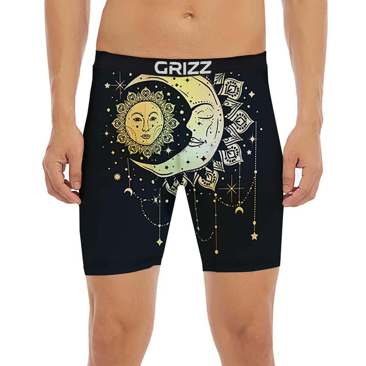 Sun And Bohemian Moon Print Boxer Briefs