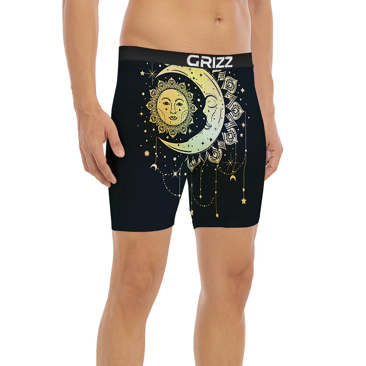 Sun And Bohemian Moon Print Boxer Briefs