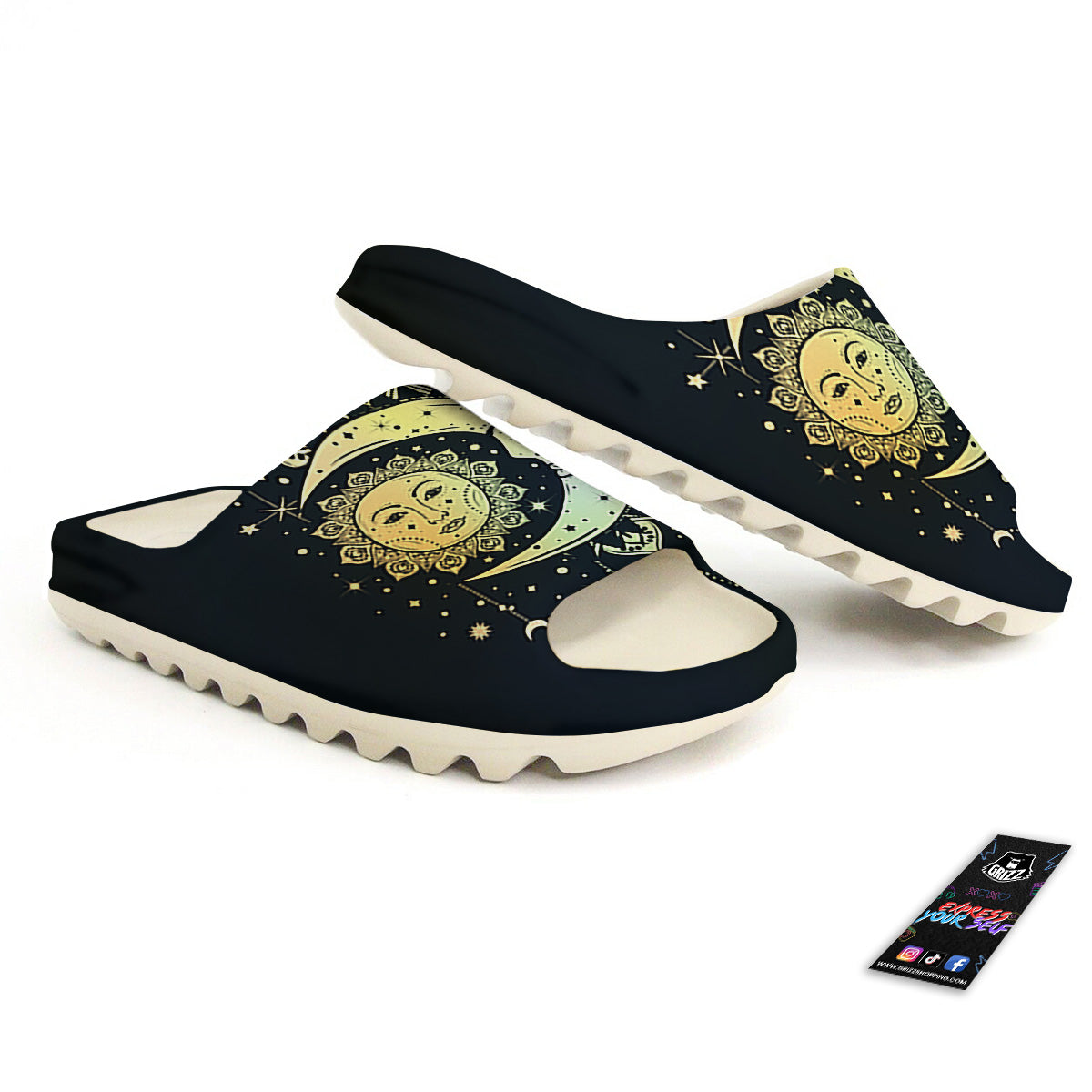 Sun And Bohemian Moon Print Sandals-grizzshop