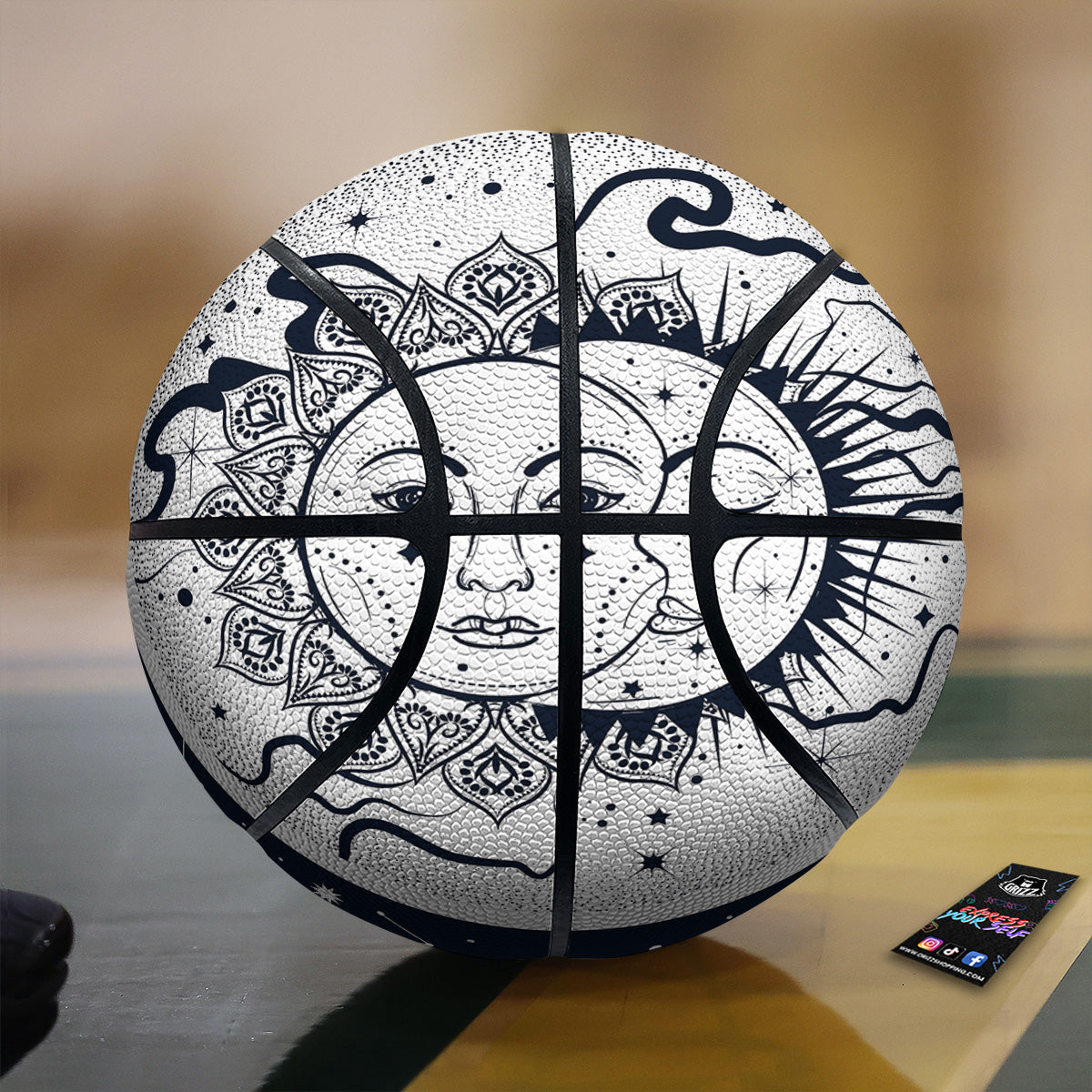 Sun And Moon Bohemian Celestial Print Basketball