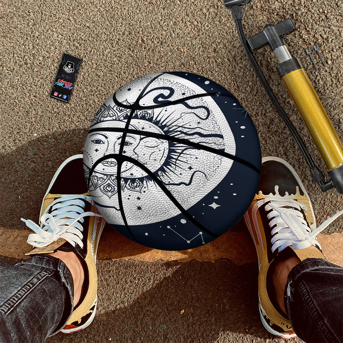 Sun And Moon Bohemian Celestial Print Basketball
