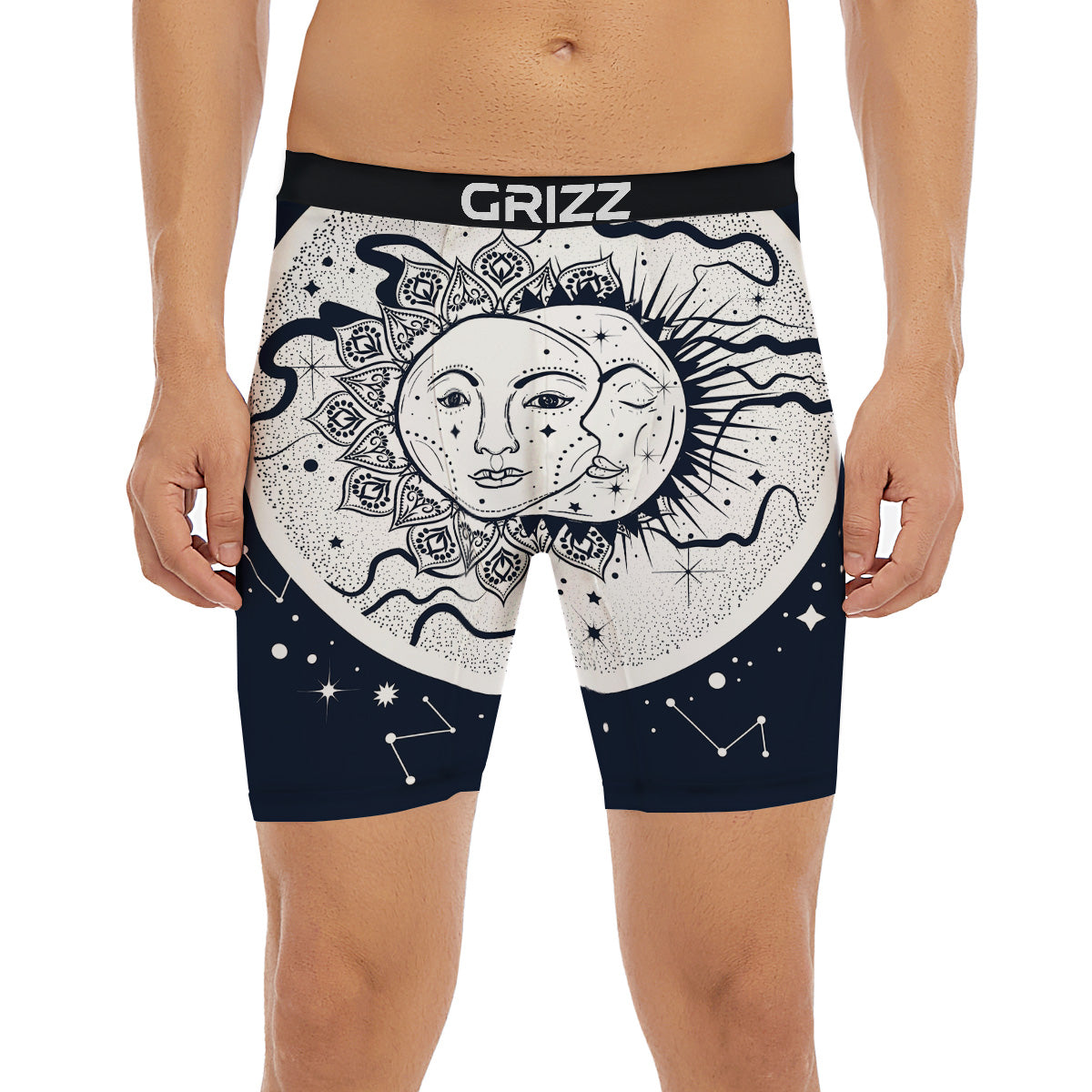 Sun And Moon Bohemian Celestial Print Boxer Briefs