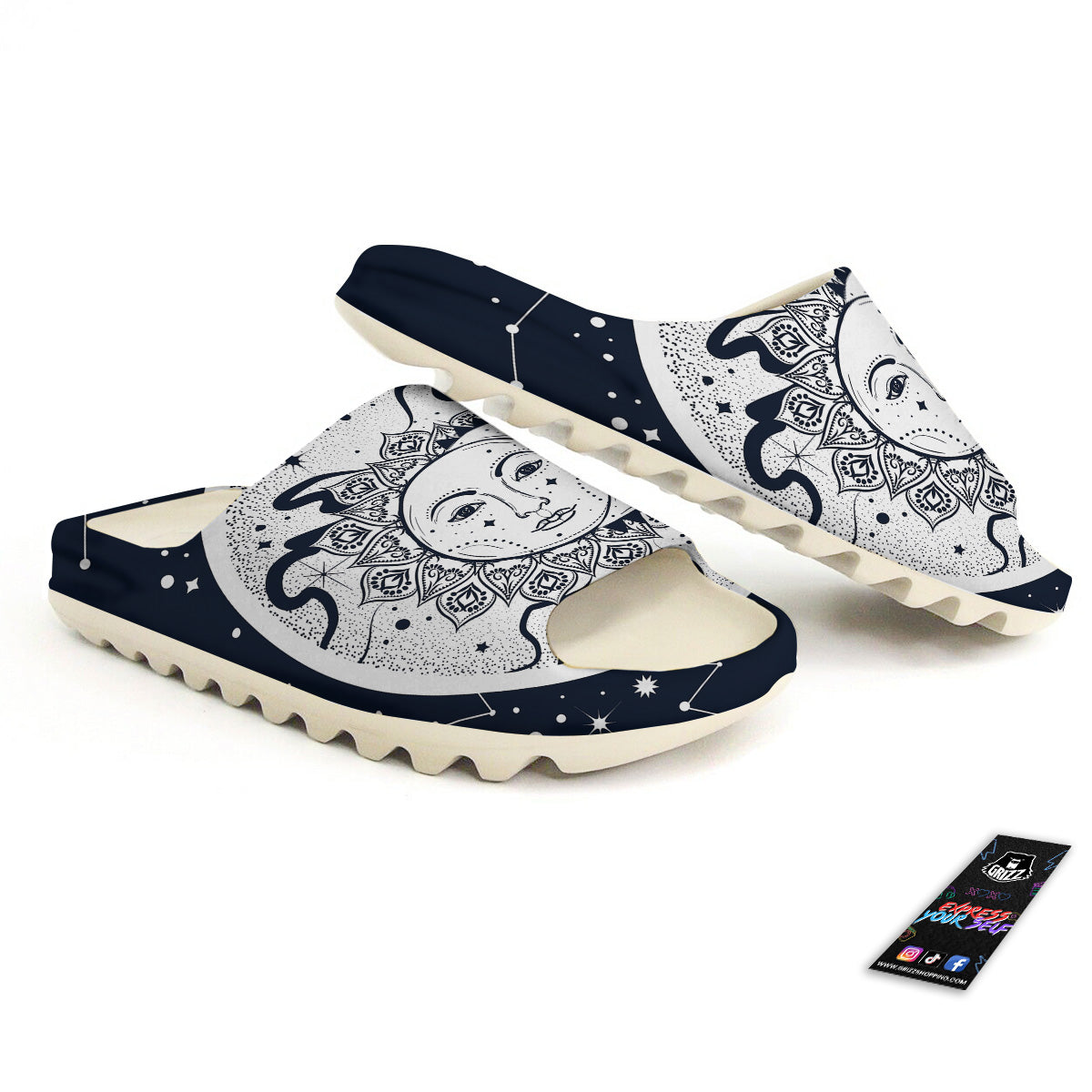 Sun And Moon Bohemian Celestial Print Sandals-grizzshop