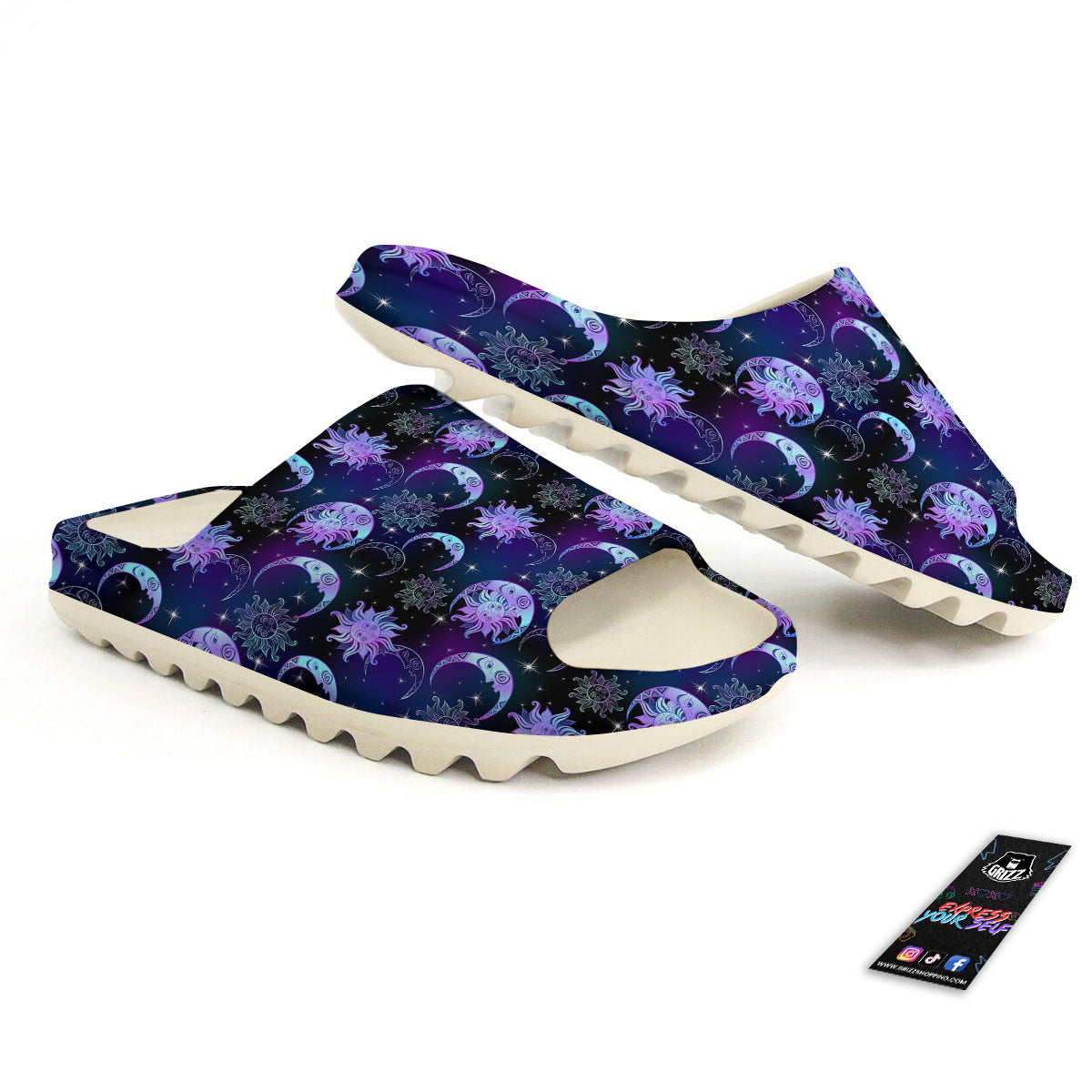 Sun And Moon Galaxy Celestial Print Sandals-grizzshop