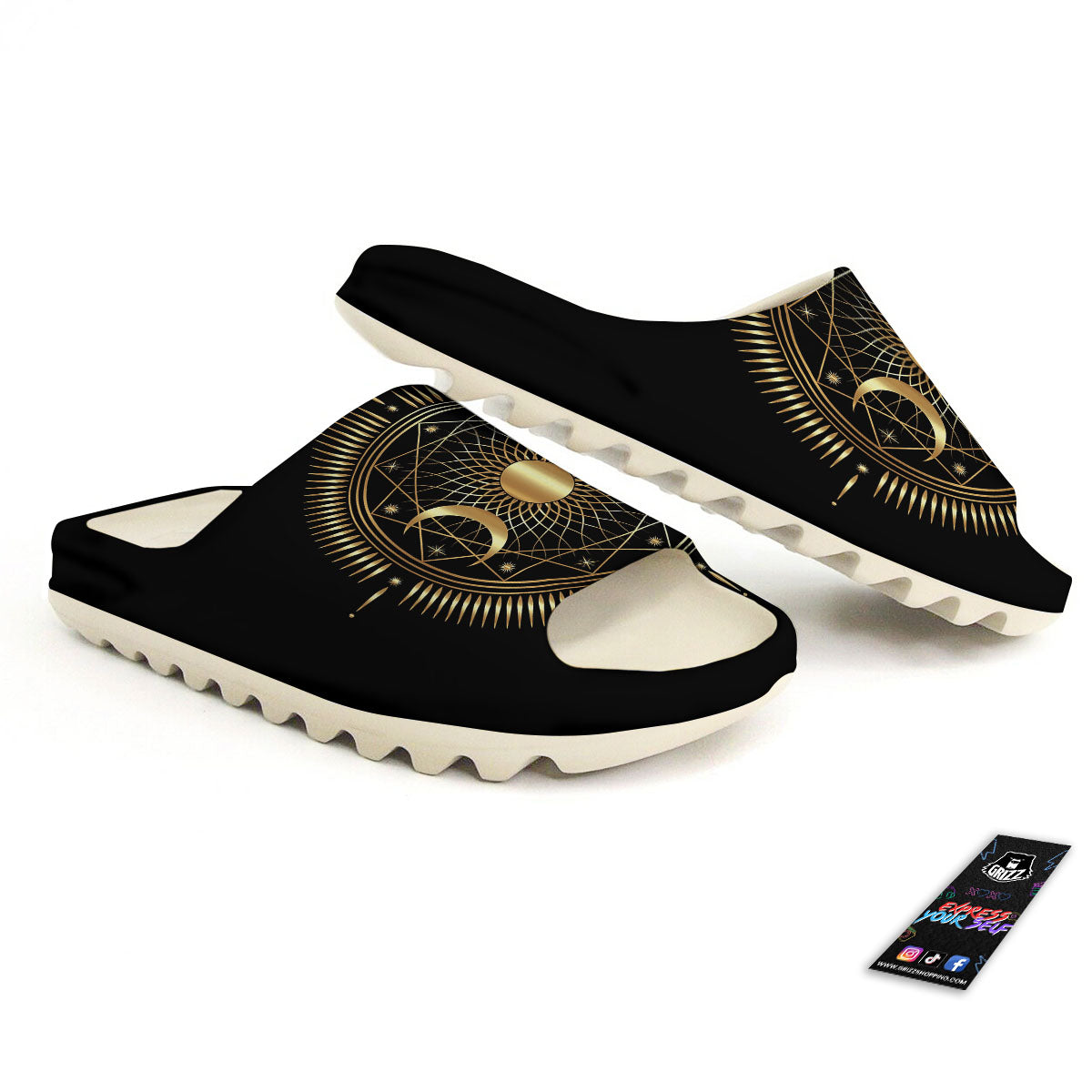 Sun And Moon Geometric Celestial Print Sandals-grizzshop