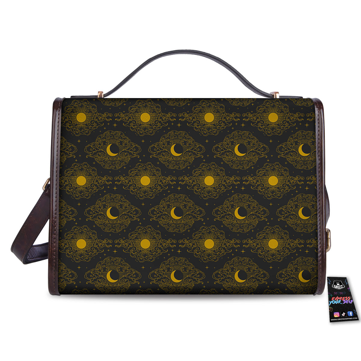 Sun And Vintage Moon Print Pattern Women's Satchel Bag