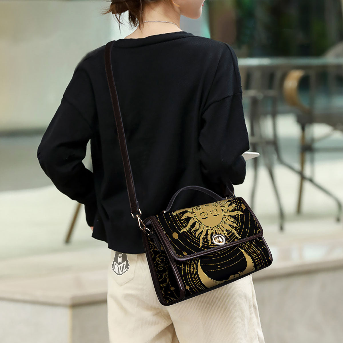 Sun And Vintage Moon Print Women's Satchel Bag
