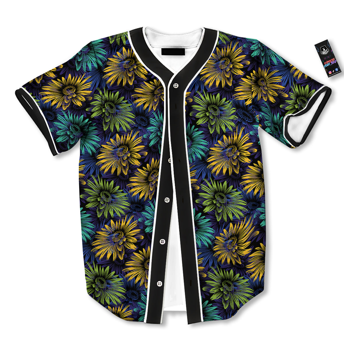 Sunflower Abstract Print Pattern Baseball Jersey-grizzshop