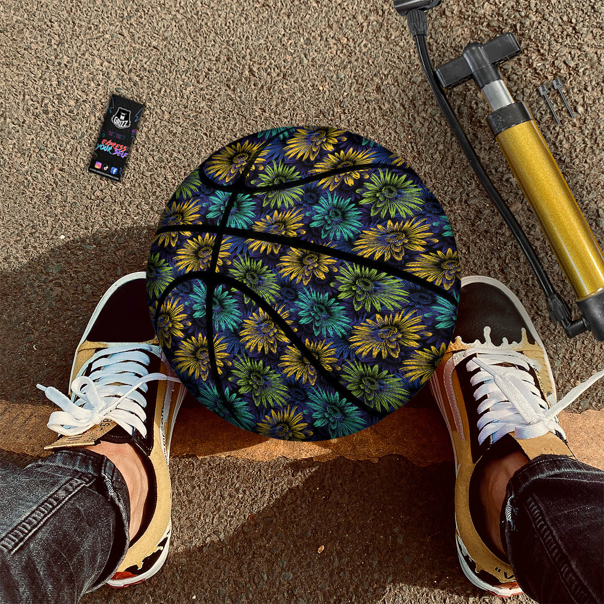 Sunflower Abstract Print Pattern Basketball-grizzshop