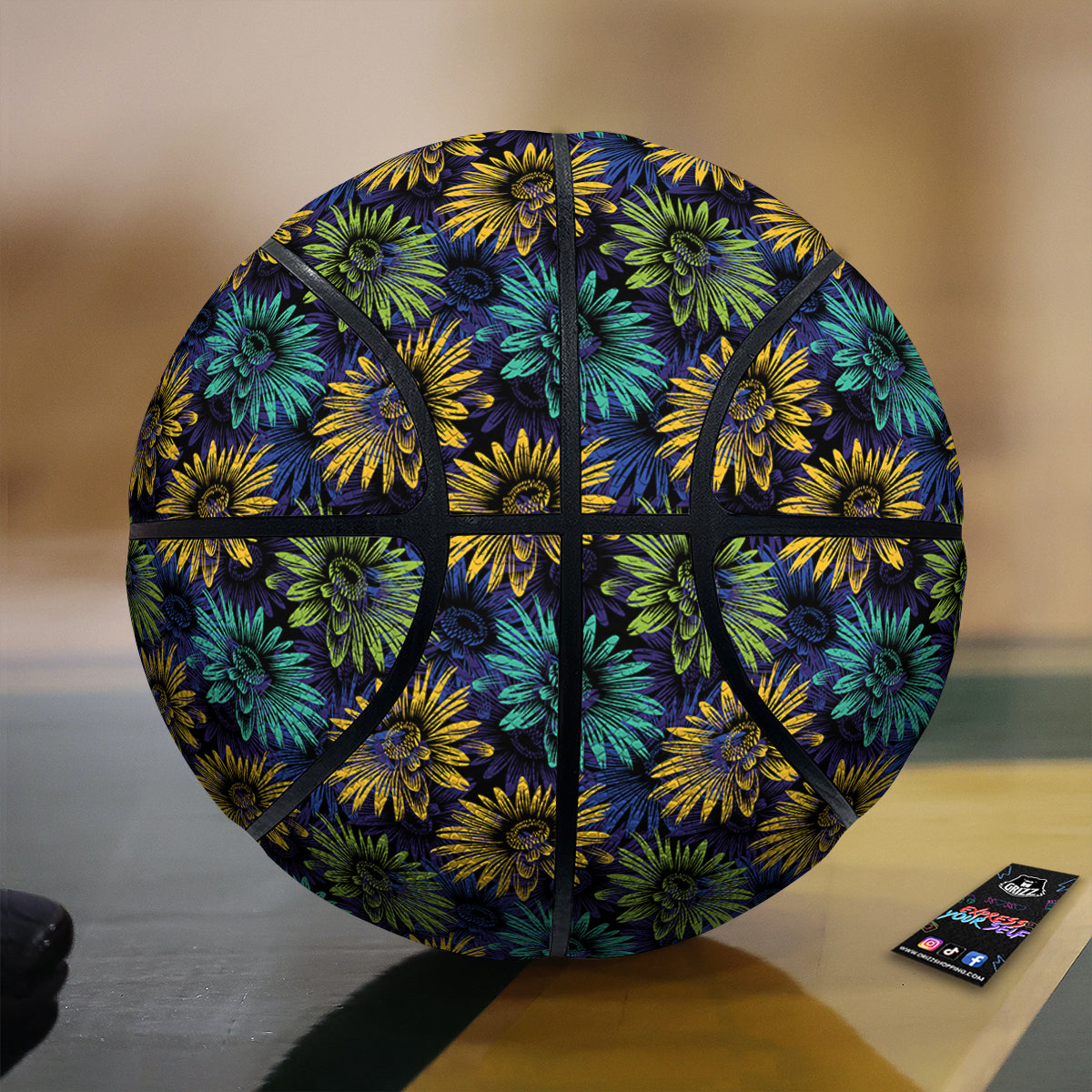 Sunflower Abstract Print Pattern Basketball-grizzshop