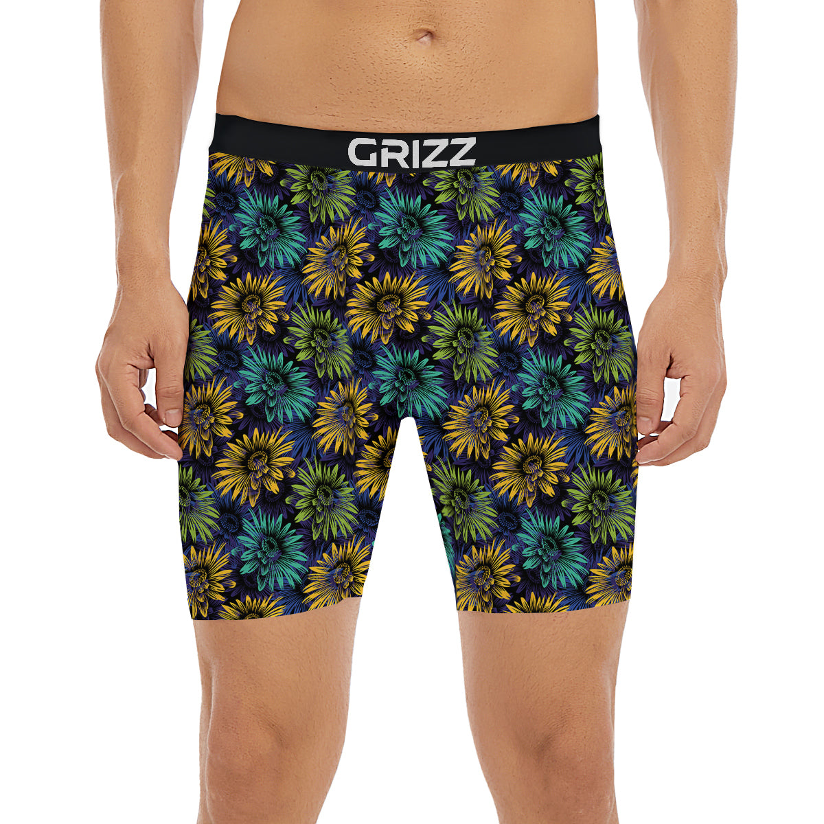 Sunflower Abstract Print Pattern Boxer Briefs-grizzshop
