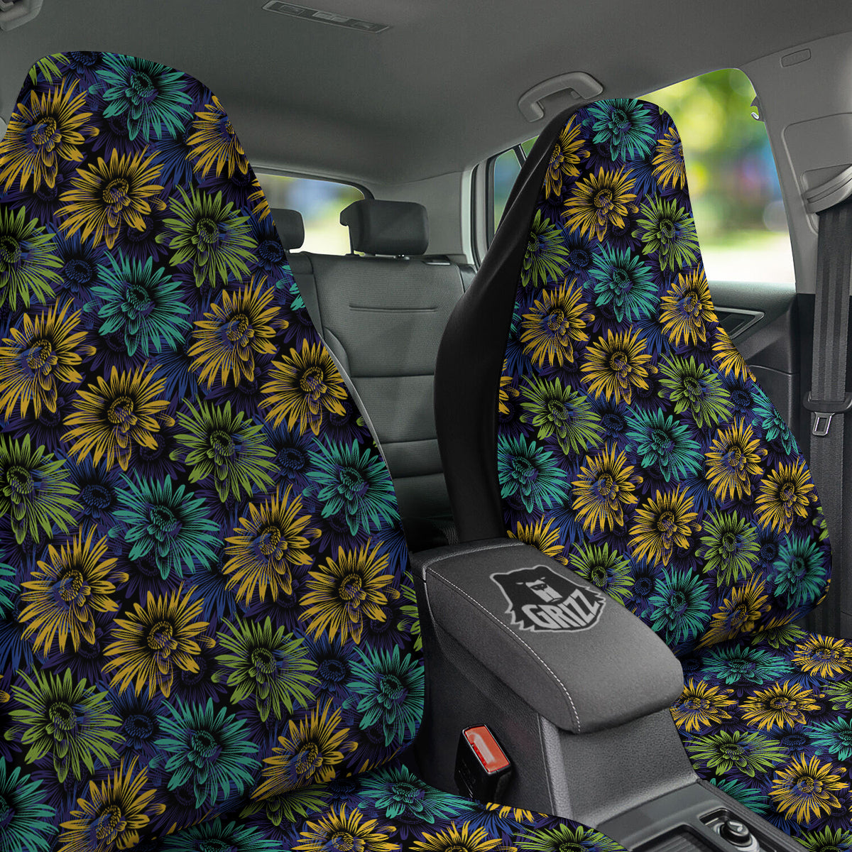 Sunflower Abstract Print Pattern Car Seat Covers-grizzshop