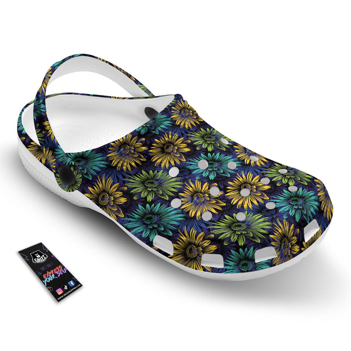 Sunflower Abstract Print Pattern Clog-grizzshop
