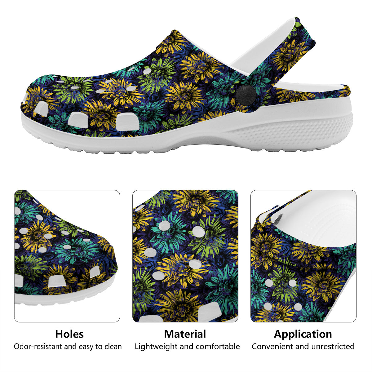 Sunflower Abstract Print Pattern Clog-grizzshop