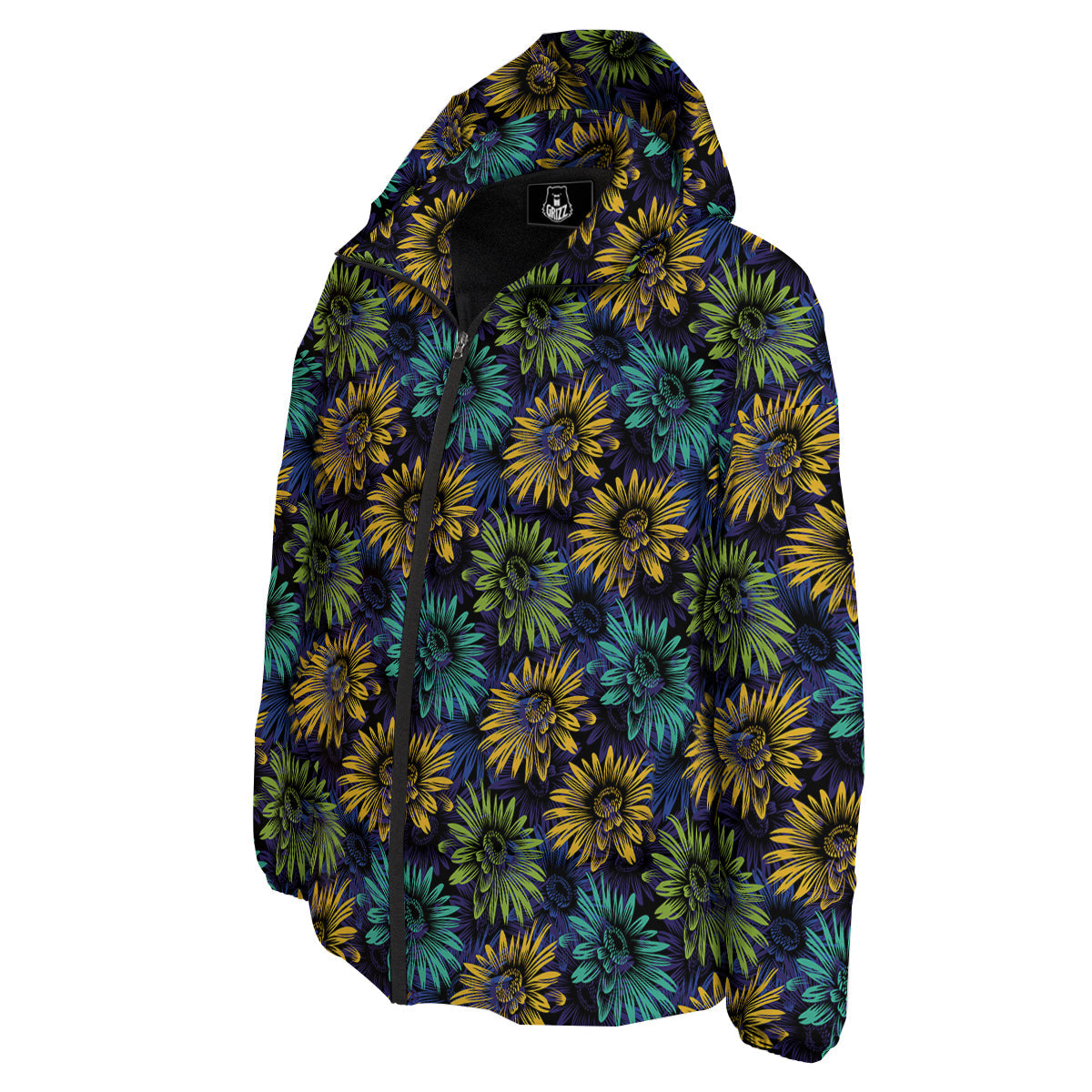 Sunflower Abstract Print Pattern Down Jacket-grizzshop