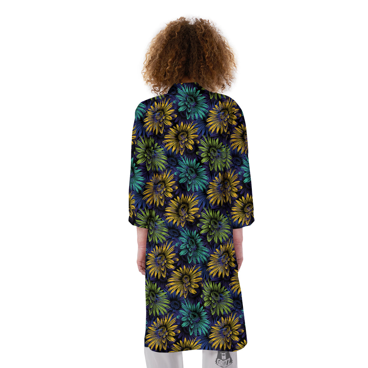 Sunflower Abstract Print Pattern Kimono-grizzshop