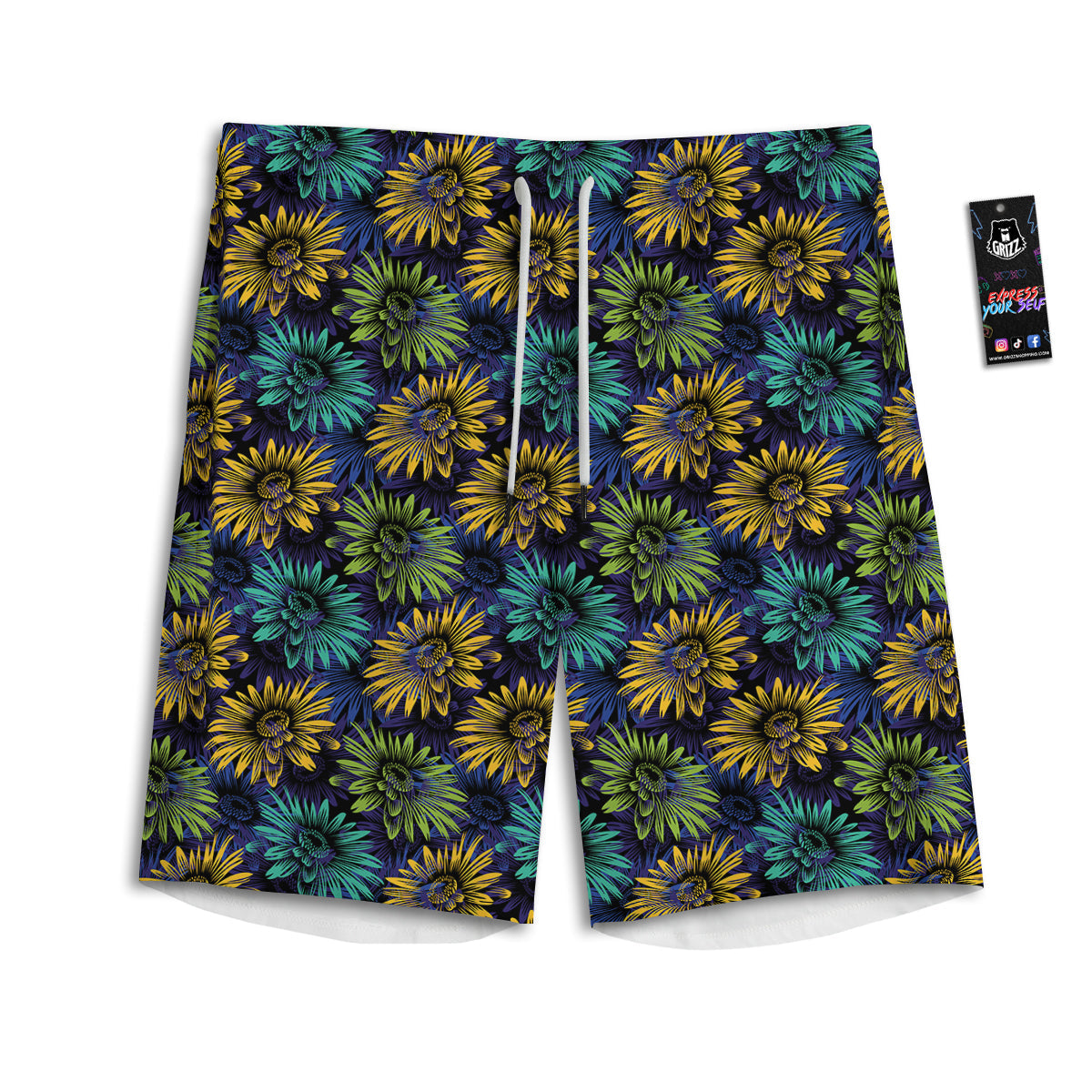 Sunflower Abstract Print Pattern Men's Athletic Shorts